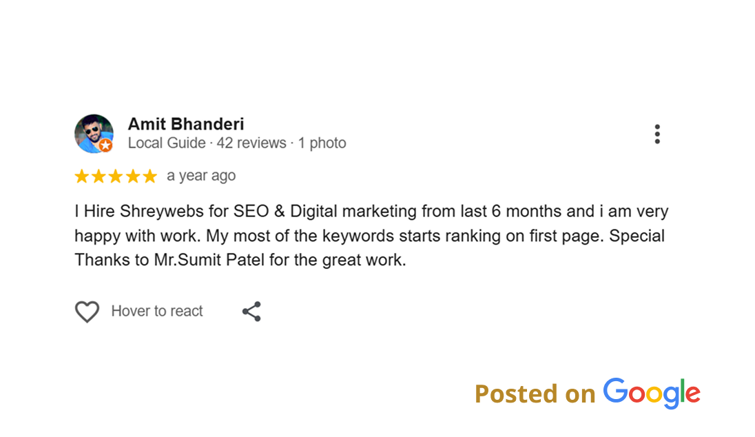 Happy Clients Review for Digital Marketing Services Provided by Shreywebs (1)