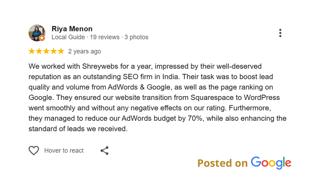 Happy Clients Review of SEO Services Provided by Shreywebs